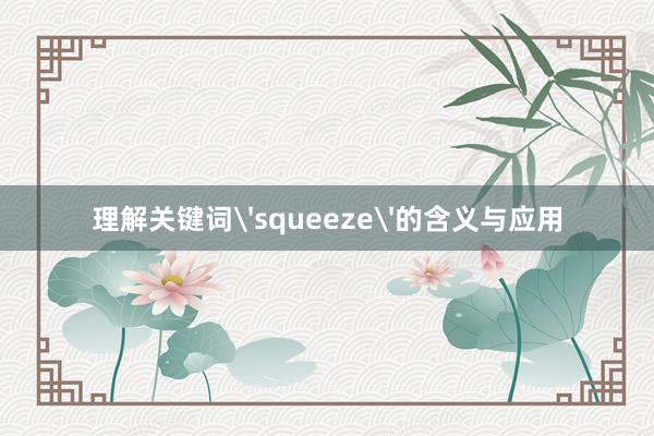 理解关键词'squeeze'的含义与应用